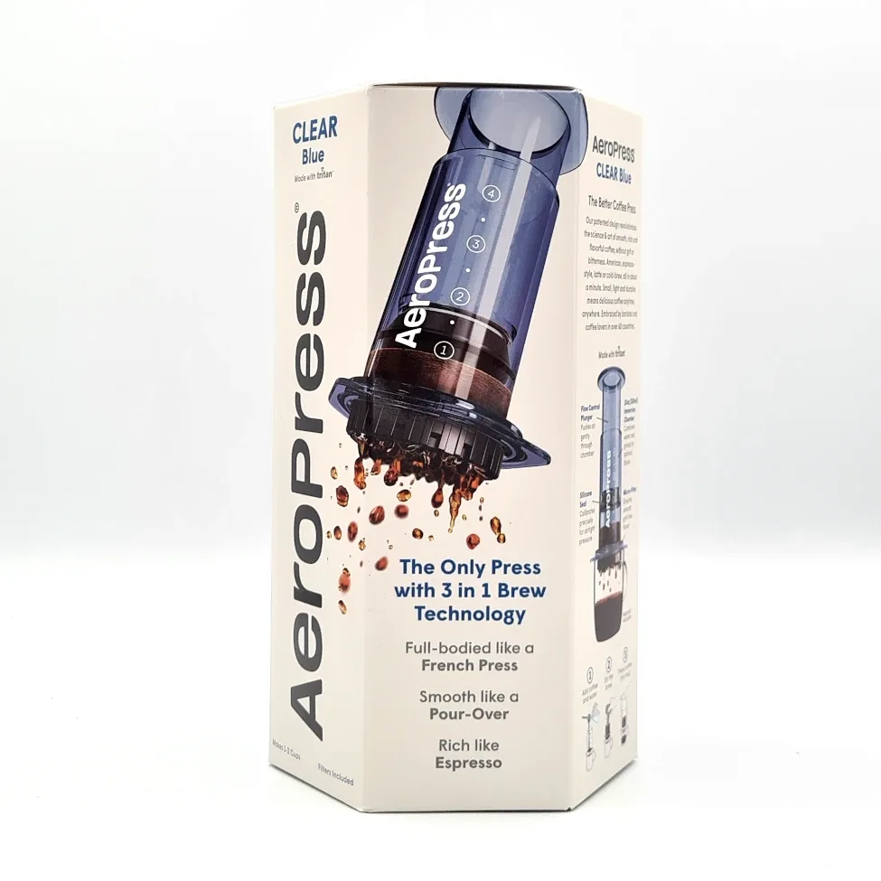 Aeropress Clear niebieski - zaparzacz do kawy